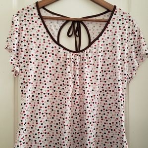 Brown Polka Dot Keyhole Top